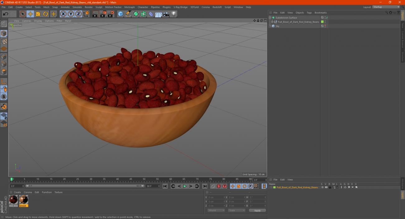 Full Bowl of Dark Red Kidney Beans 3D model