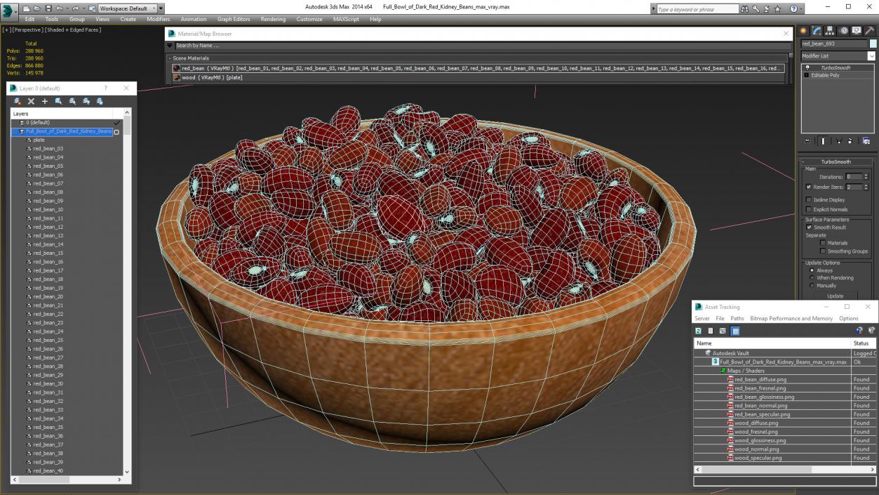 Full Bowl of Dark Red Kidney Beans 3D model