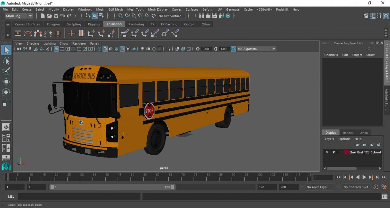 3D Blue Bird TX3 School Bus Exterior Only model