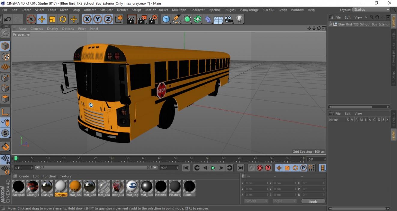 3D Blue Bird TX3 School Bus Exterior Only model