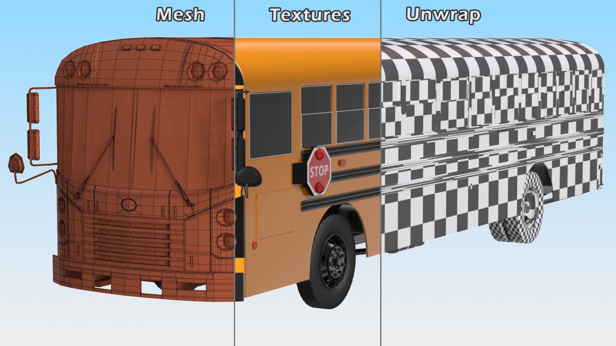 3D Blue Bird TX3 School Bus Exterior Only model