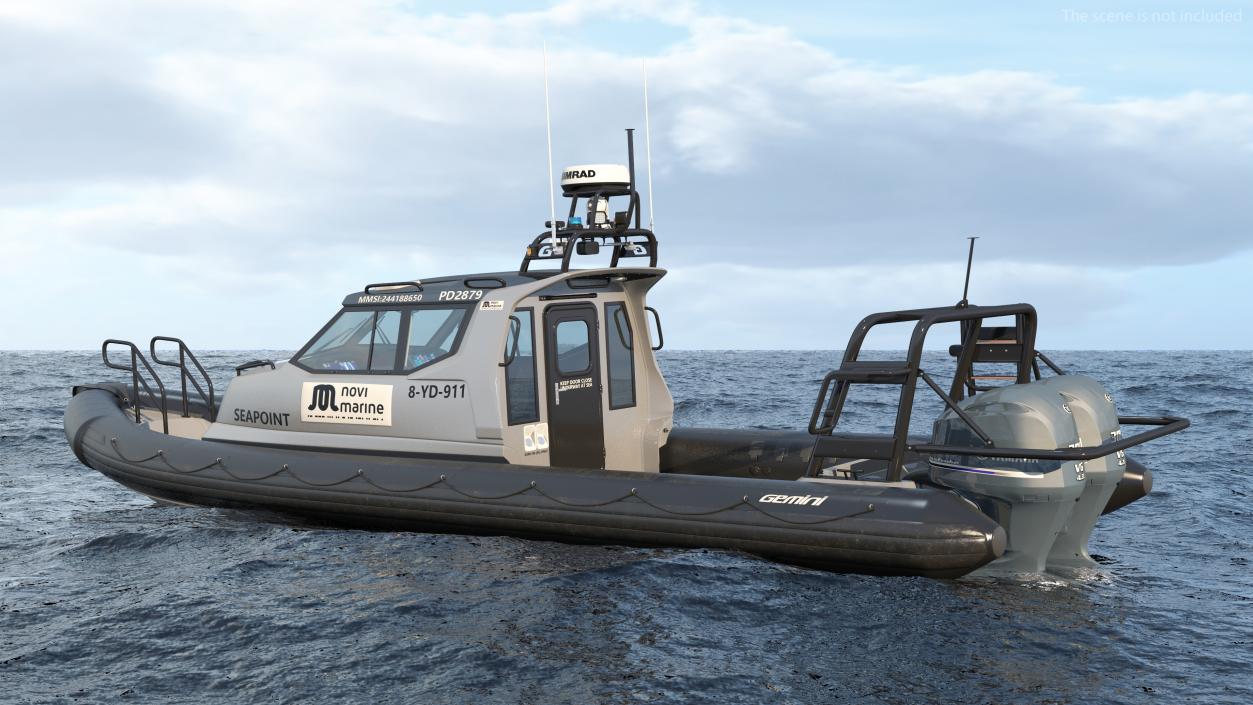 Military Twin-Engine Boat Waverider 1060 GRP 3D model