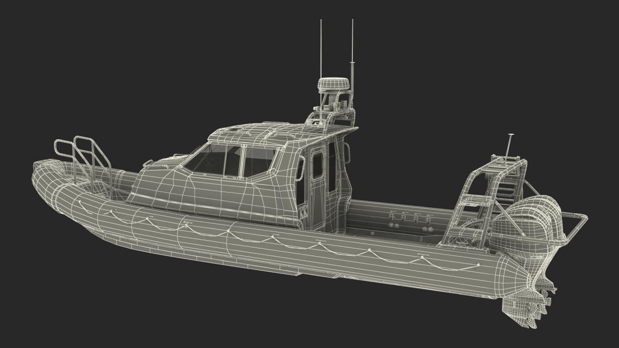 Military Twin-Engine Boat Waverider 1060 GRP 3D model