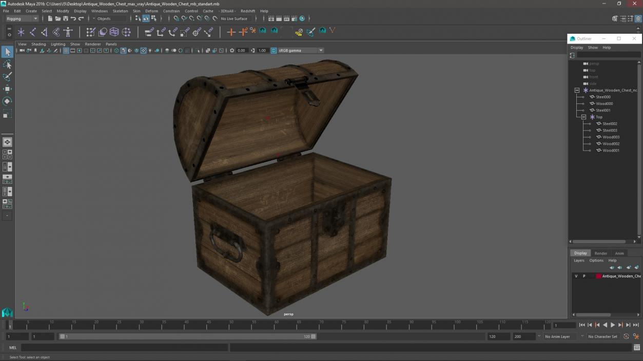 3D model Antique Wooden Chest