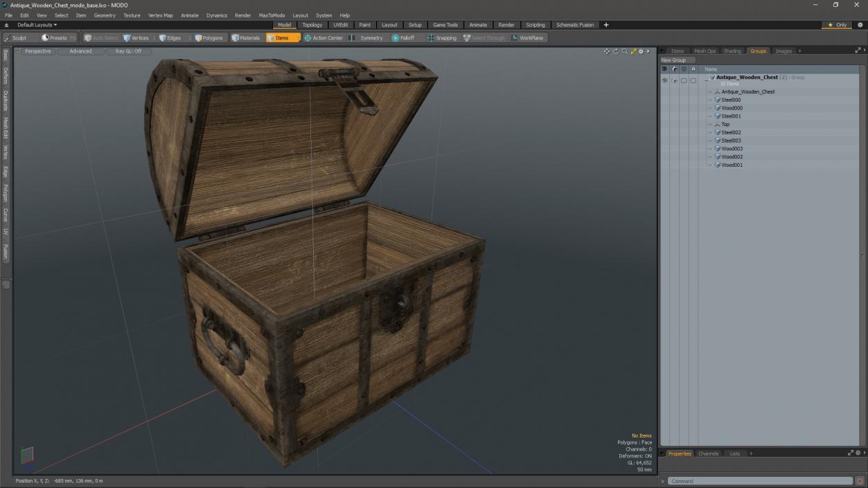 3D model Antique Wooden Chest