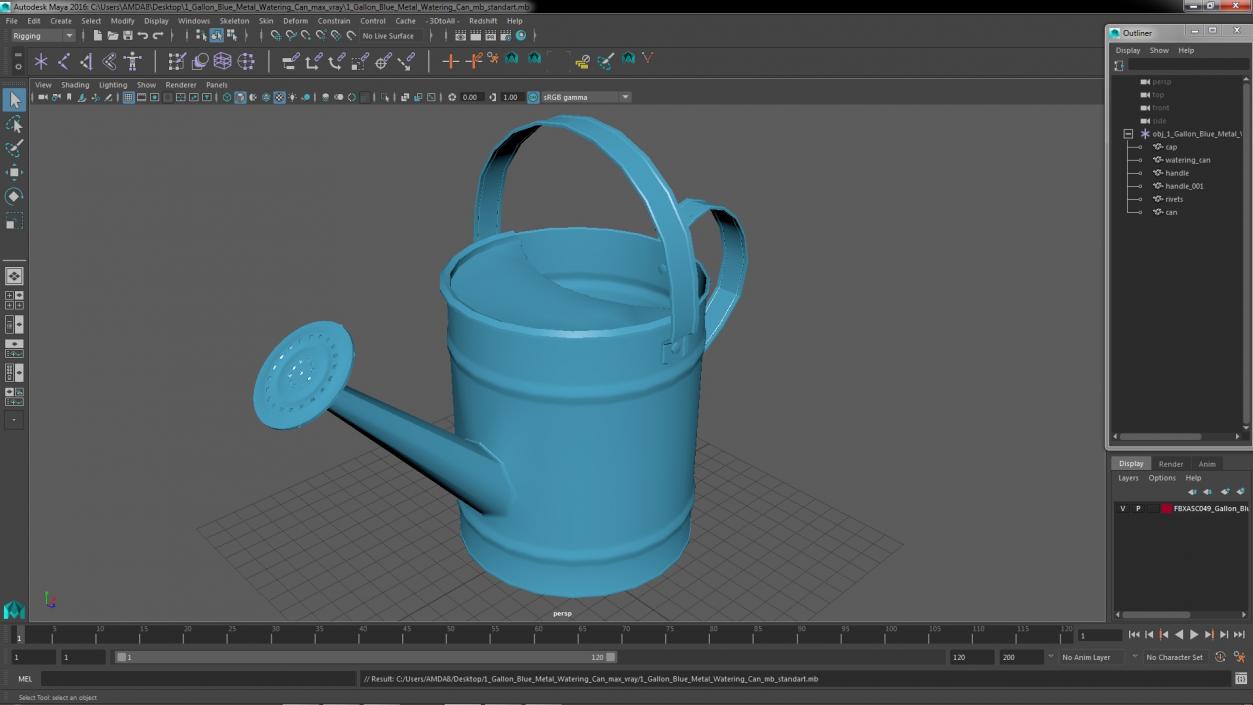 1 Gallon Blue Metal Watering Can 3D