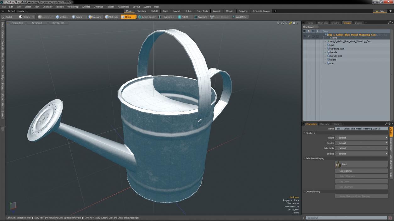 1 Gallon Blue Metal Watering Can 3D