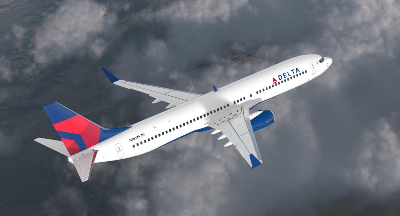 Boeing 737-900 Delta Air Lines Rigged 3D