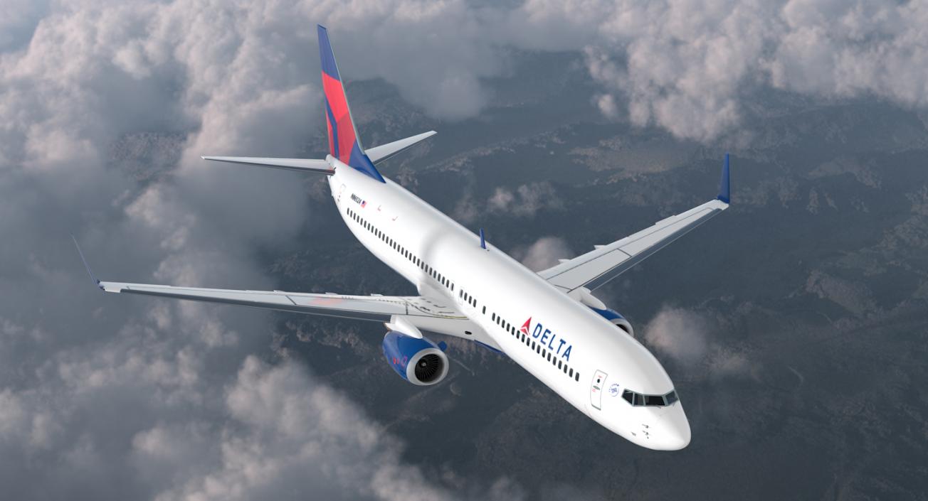 Boeing 737-900 Delta Air Lines Rigged 3D