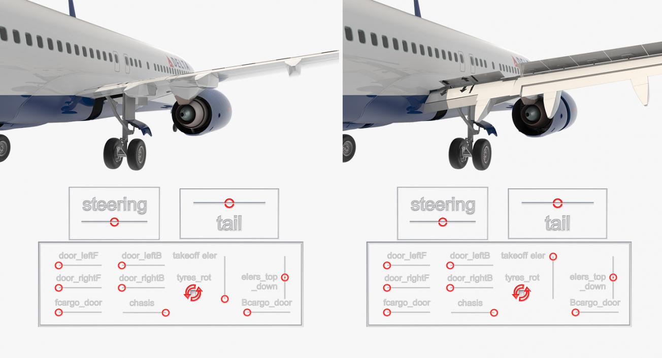 Boeing 737-900 Delta Air Lines Rigged 3D