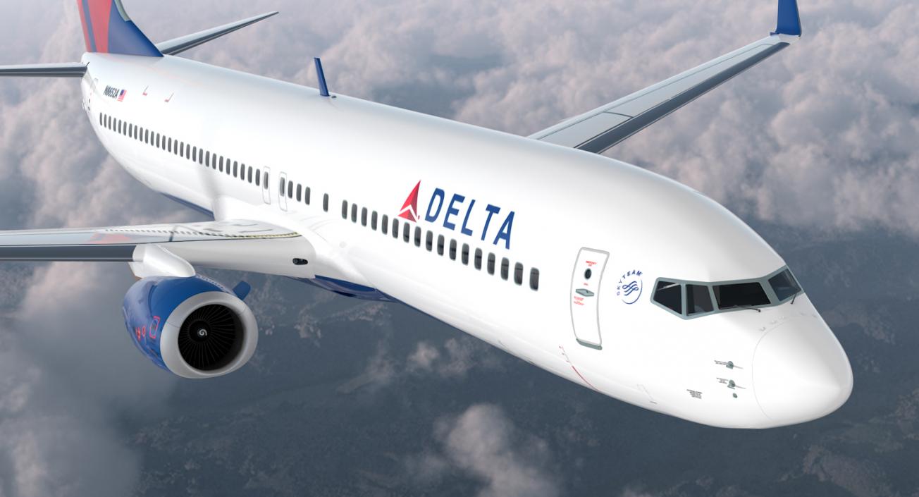 Boeing 737-900 Delta Air Lines Rigged 3D