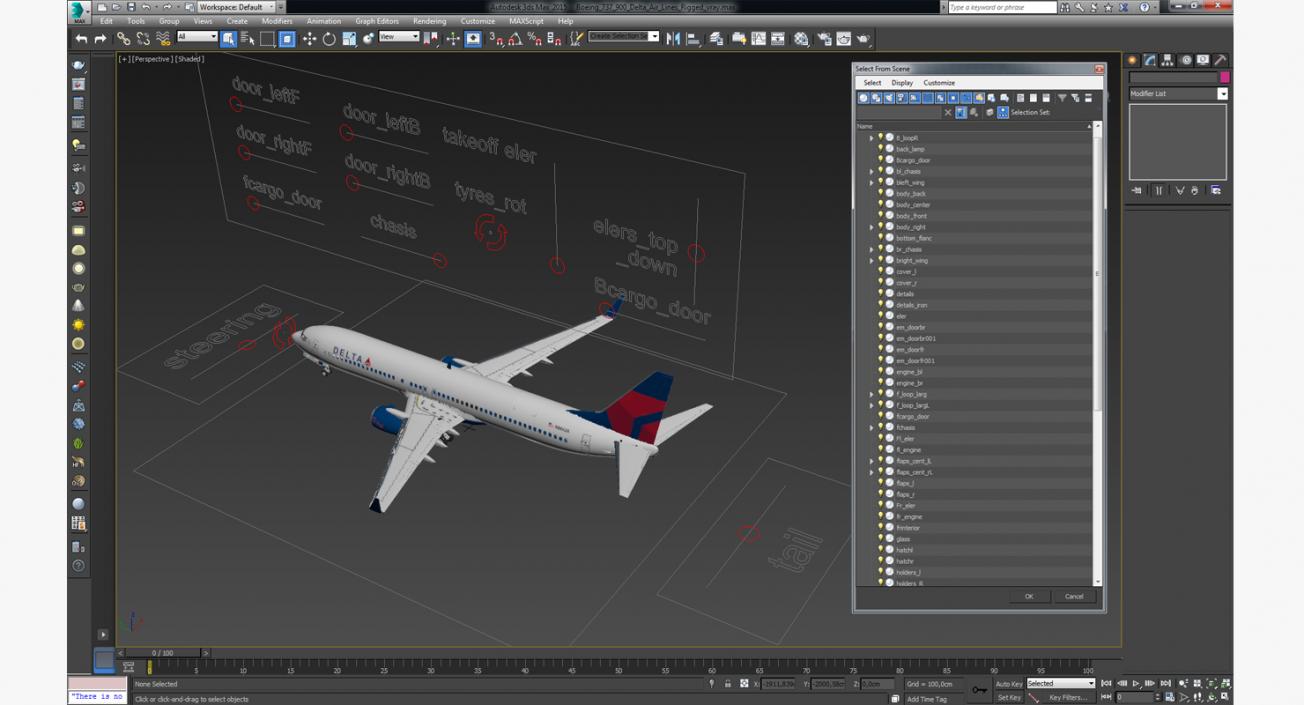 Boeing 737-900 Delta Air Lines Rigged 3D