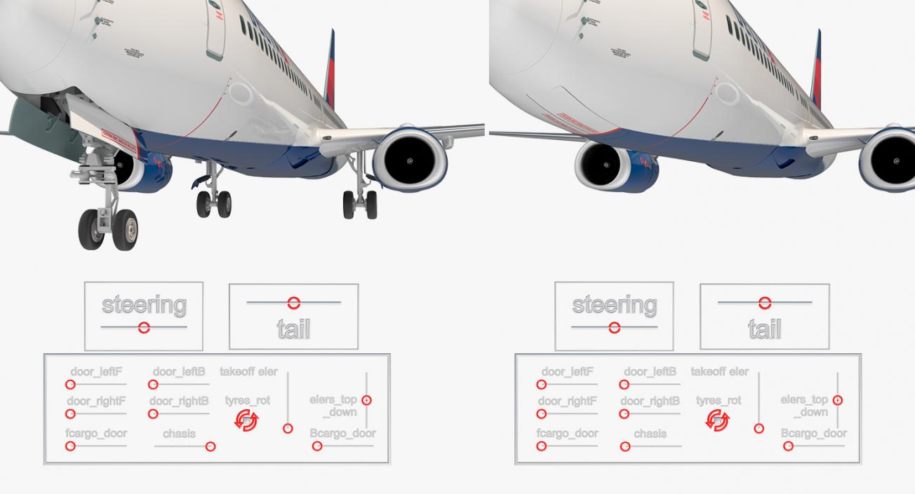 Boeing 737-900 Delta Air Lines Rigged 3D