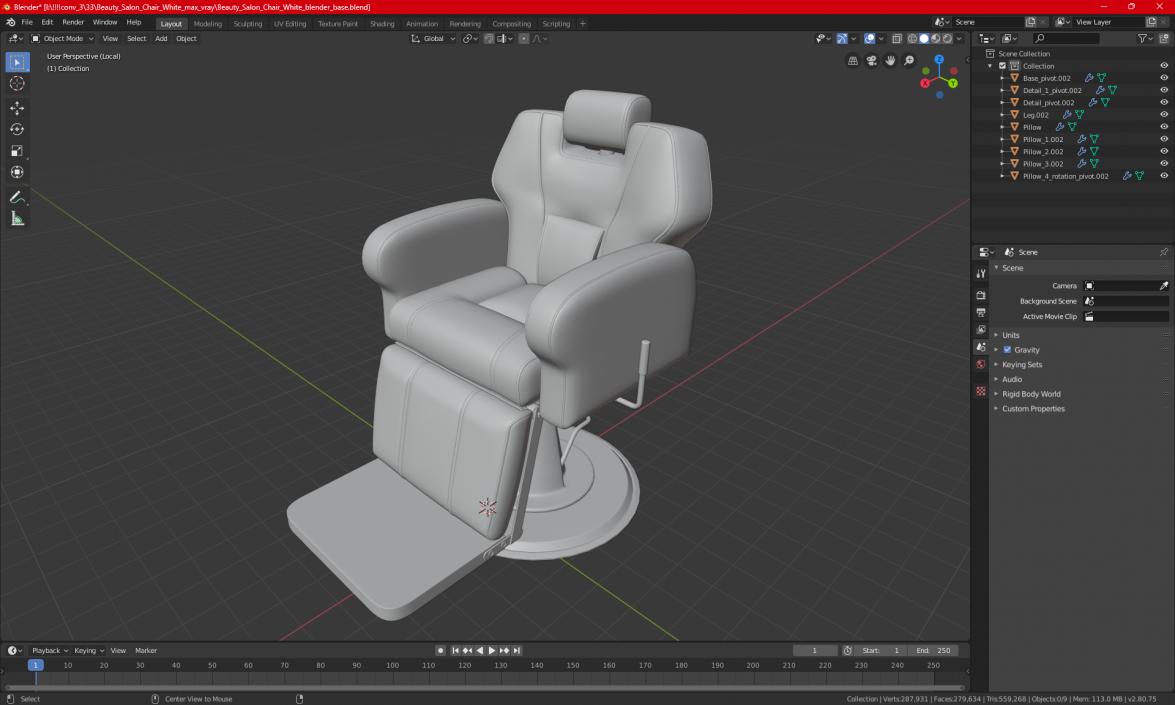 Beauty Salon Chair White 3D model