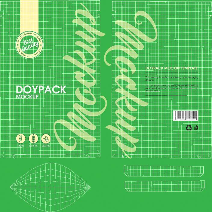 3D Doy Pack With Zipper Mockup Green model