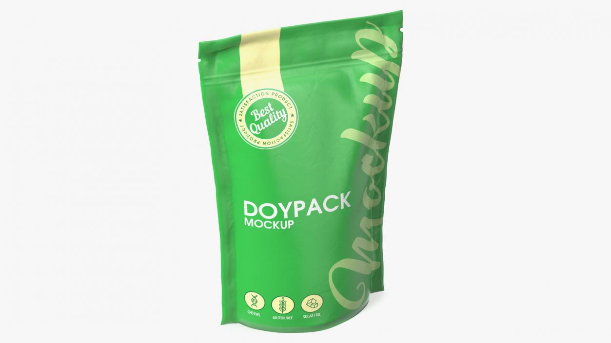 3D Doy Pack With Zipper Mockup Green model