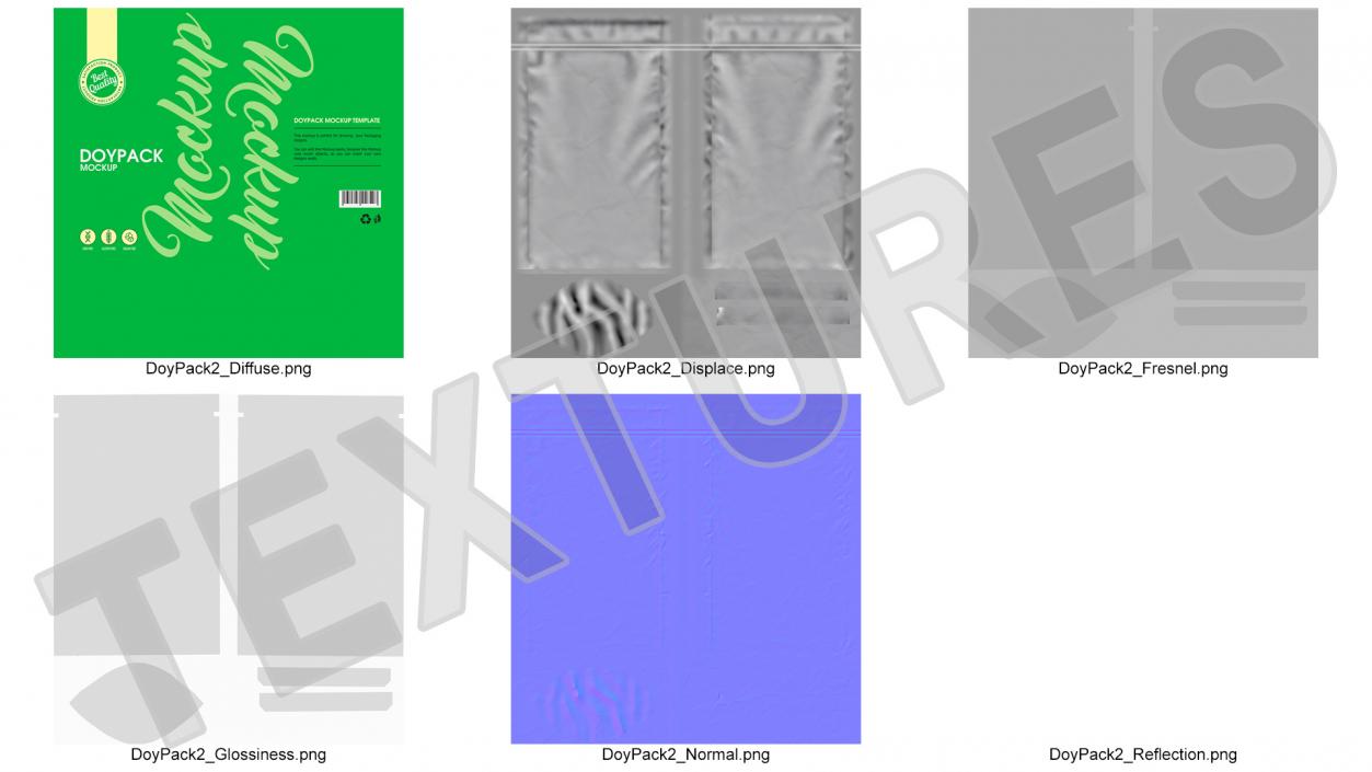 3D Doy Pack With Zipper Mockup Green model