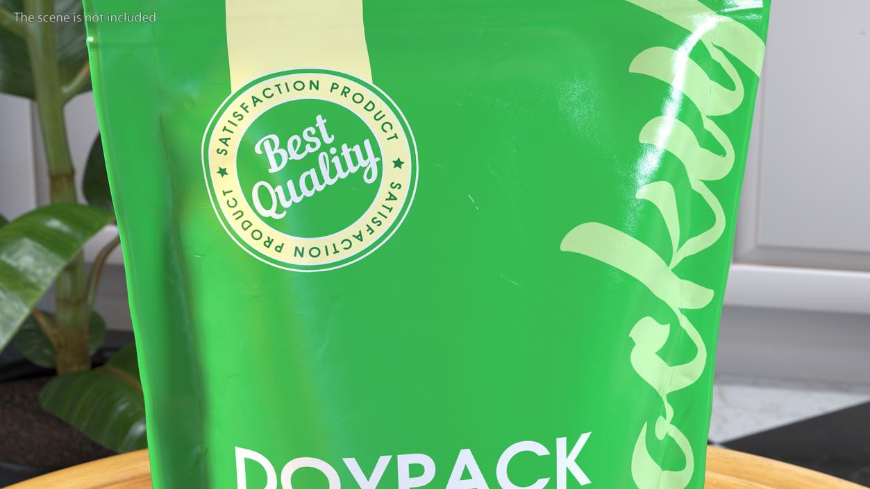 3D Doy Pack With Zipper Mockup Green model