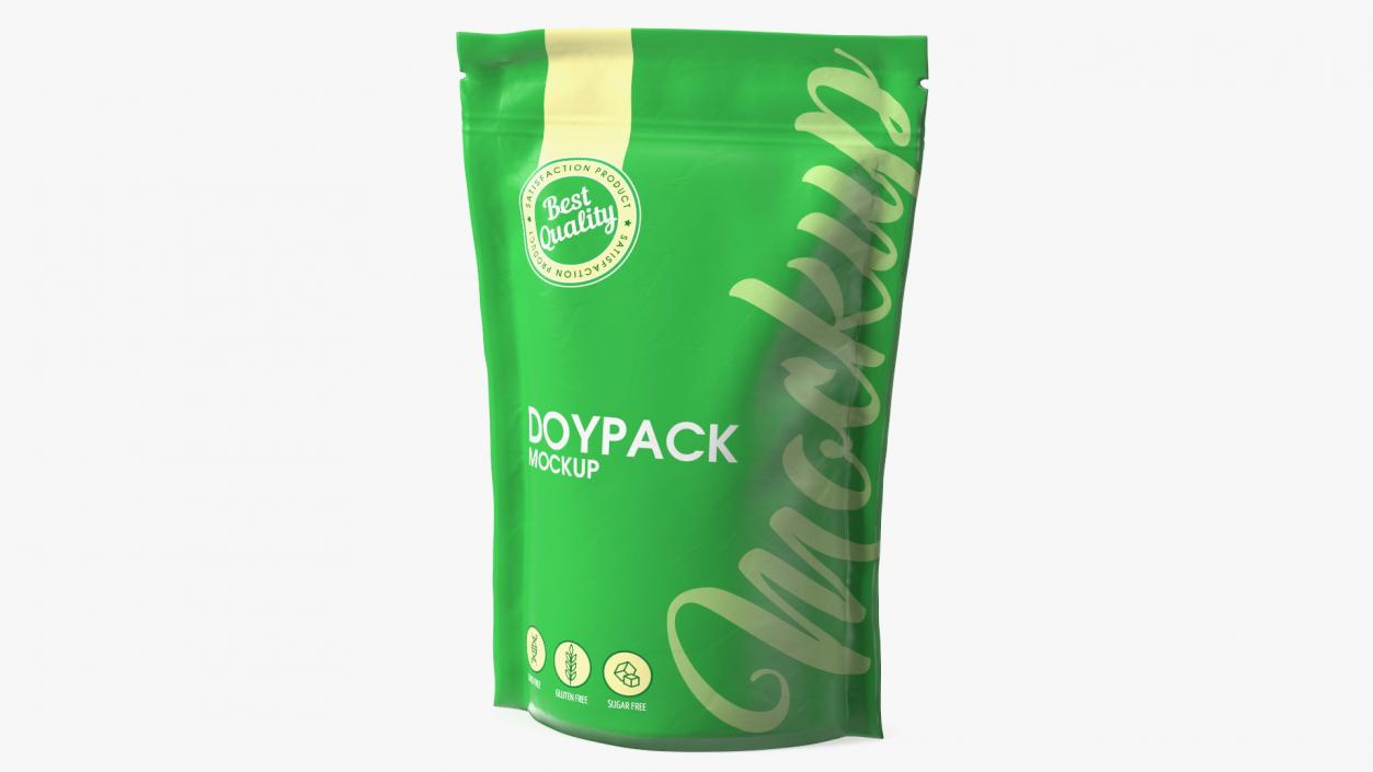 3D Doy Pack With Zipper Mockup Green model