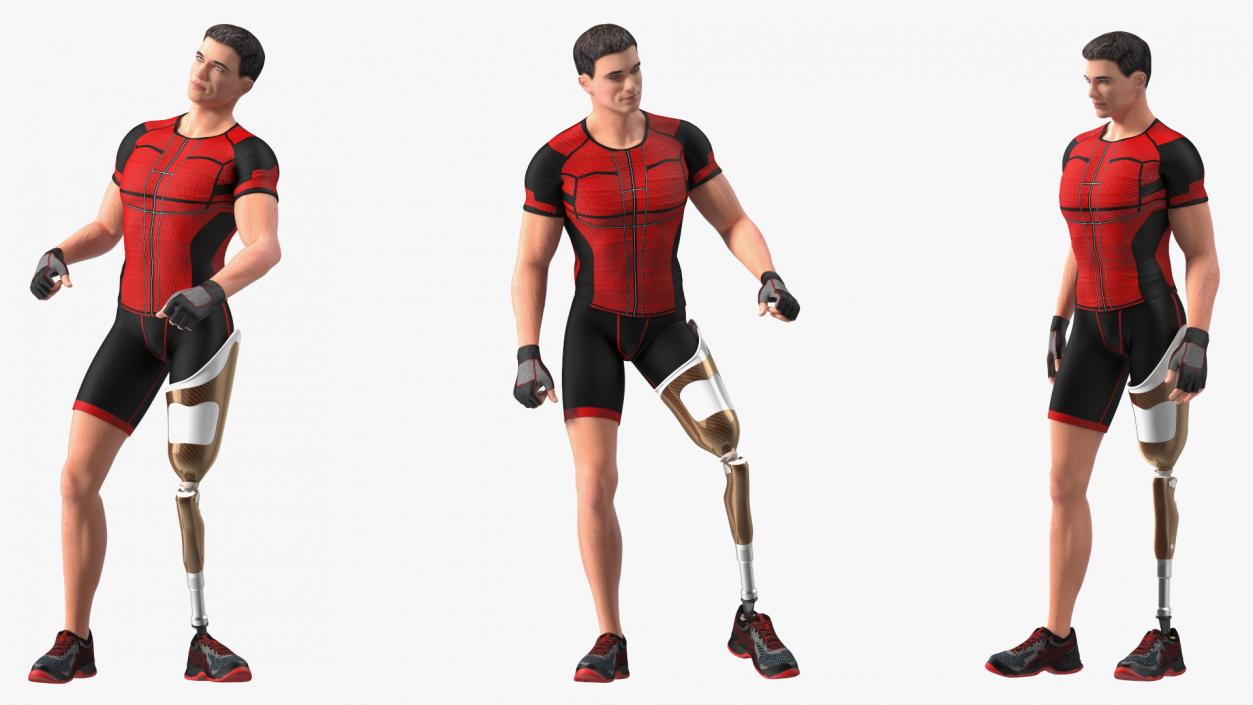 3D model Man with Prosthetic Leg Rigged