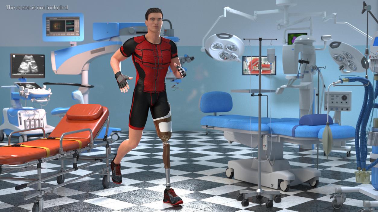 3D model Man with Prosthetic Leg Rigged