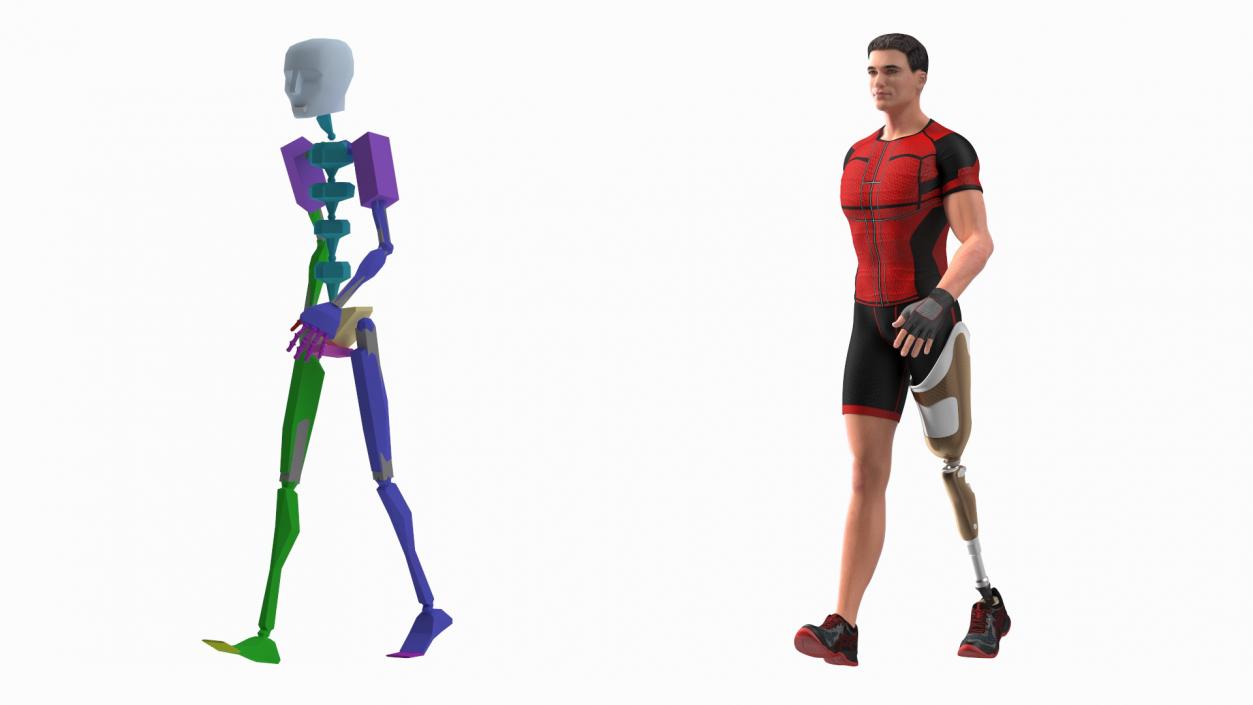 3D model Man with Prosthetic Leg Rigged