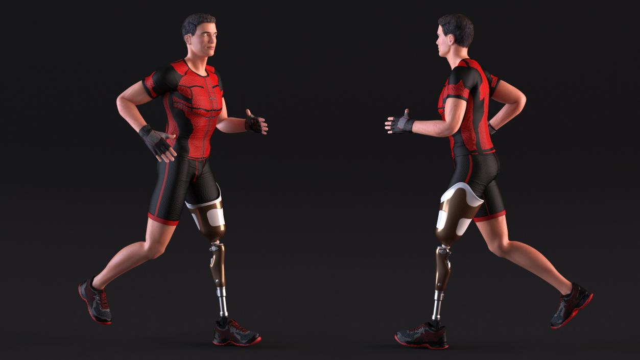 3D model Man with Prosthetic Leg Rigged