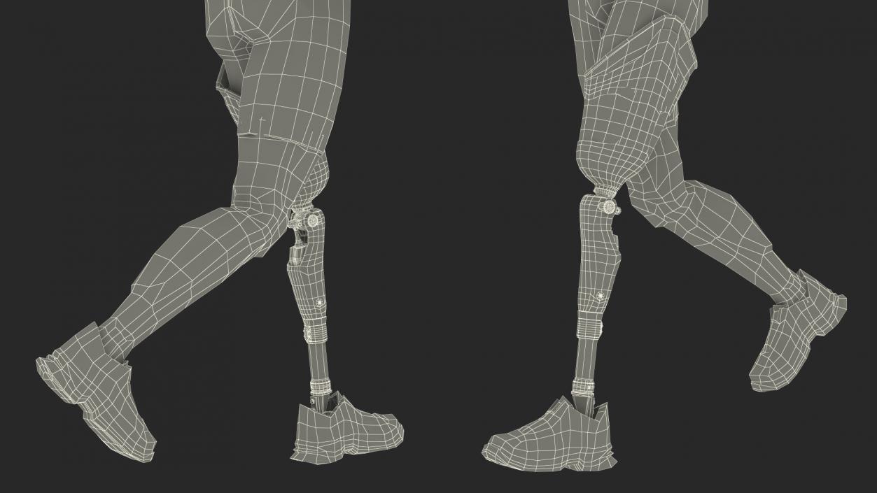 3D model Man with Prosthetic Leg Rigged