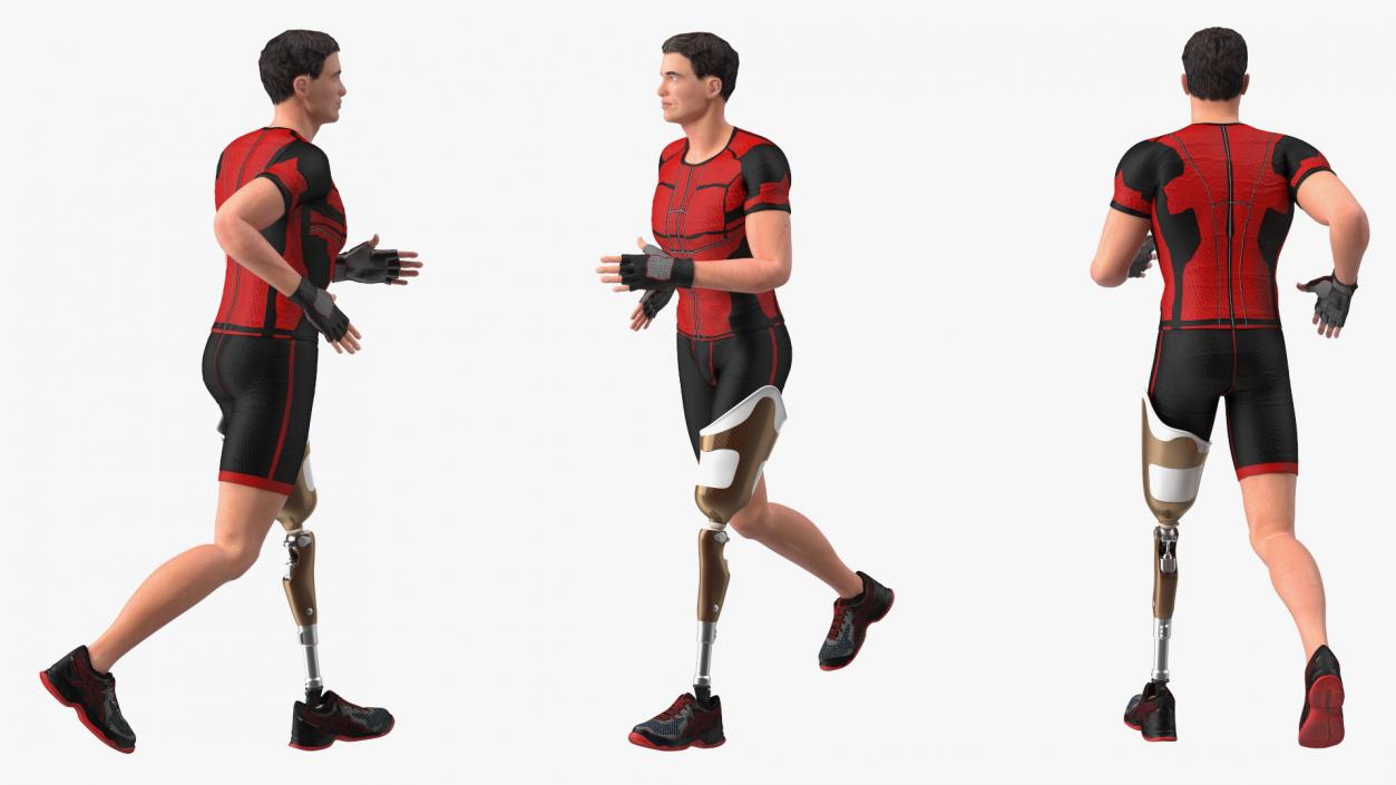 3D model Man with Prosthetic Leg Rigged