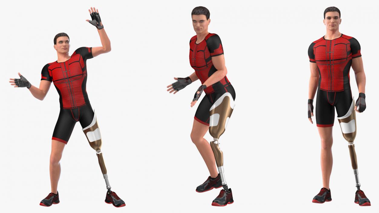 3D model Man with Prosthetic Leg Rigged