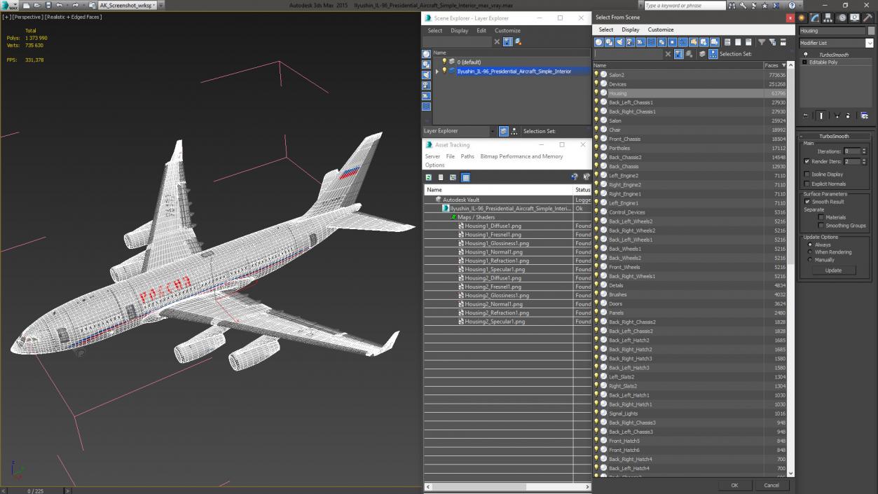 Ilyushin IL-96 Presidential Aircraft Simple Interior 3D