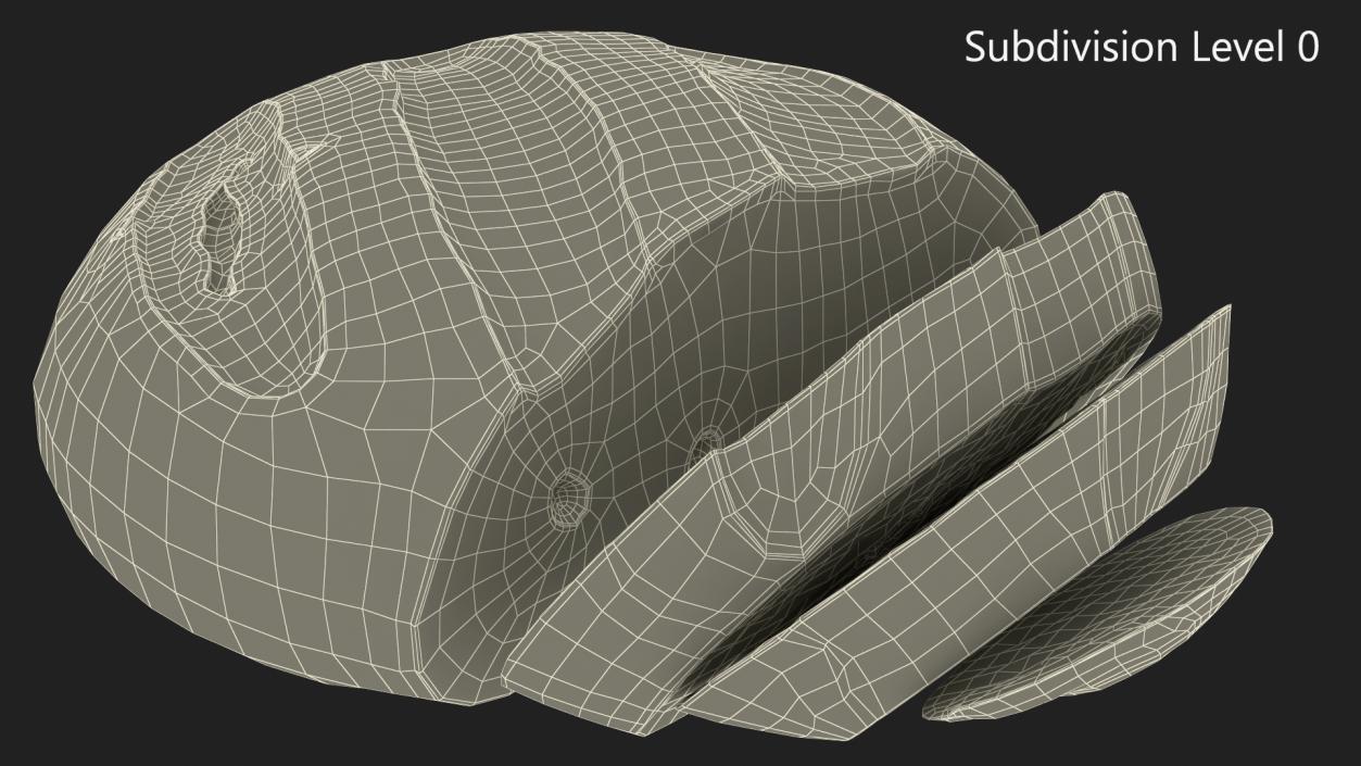 3D model Round Loaf of Bread with Sliced Pieces 2