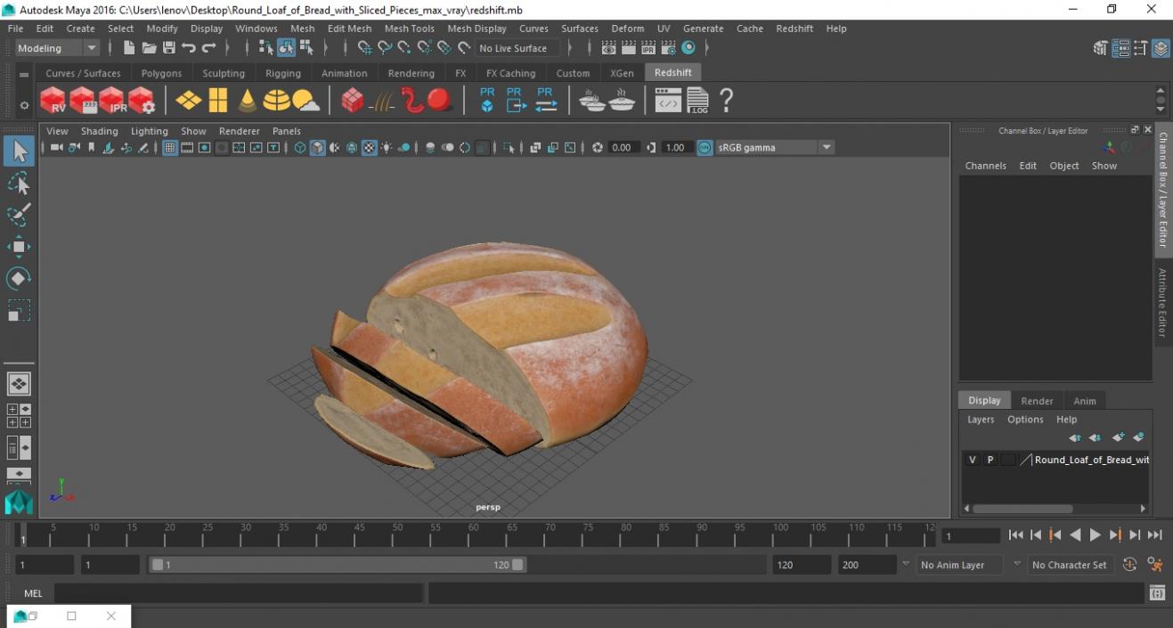 3D model Round Loaf of Bread with Sliced Pieces 2