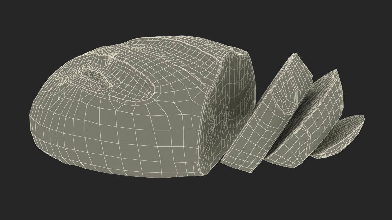 3D model Round Loaf of Bread with Sliced Pieces 2