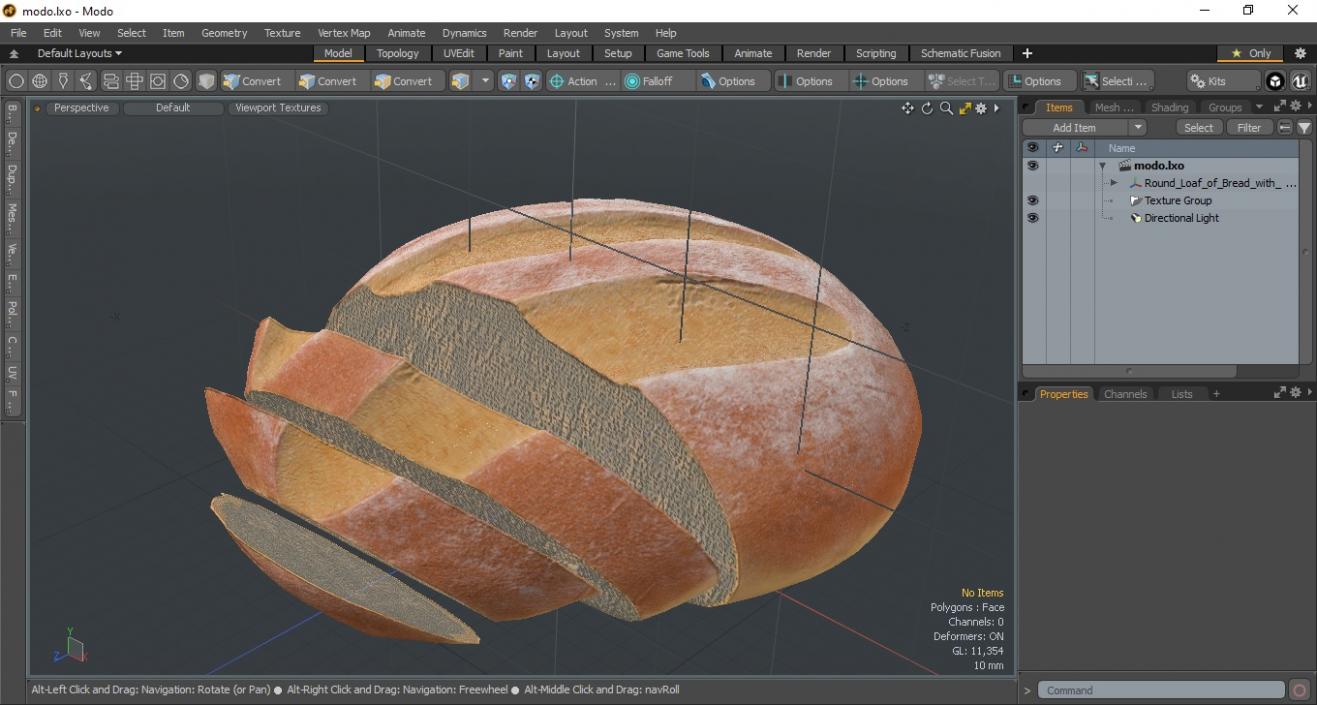 3D model Round Loaf of Bread with Sliced Pieces 2