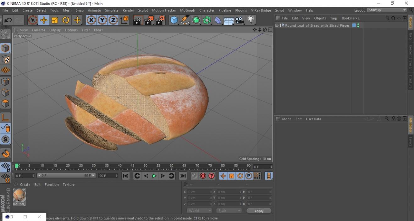 3D model Round Loaf of Bread with Sliced Pieces 2