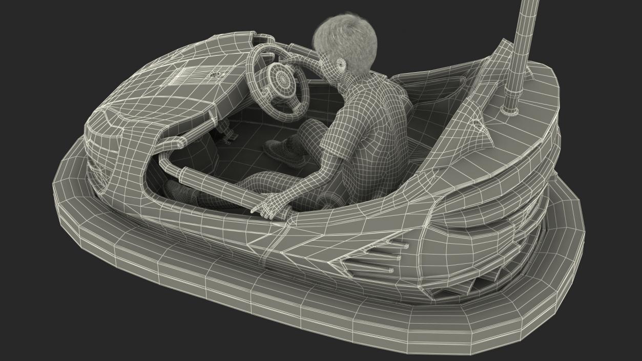 3D Boy with Bumper Car Fur model