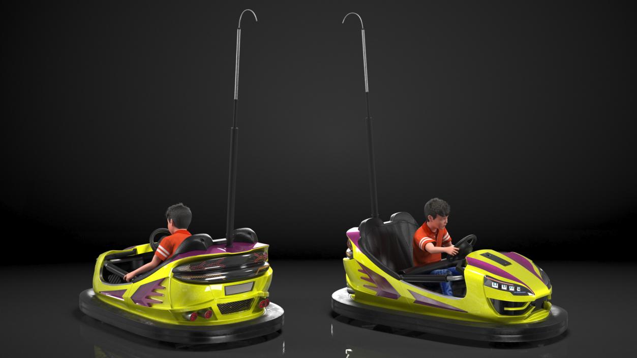 3D Boy with Bumper Car Fur model