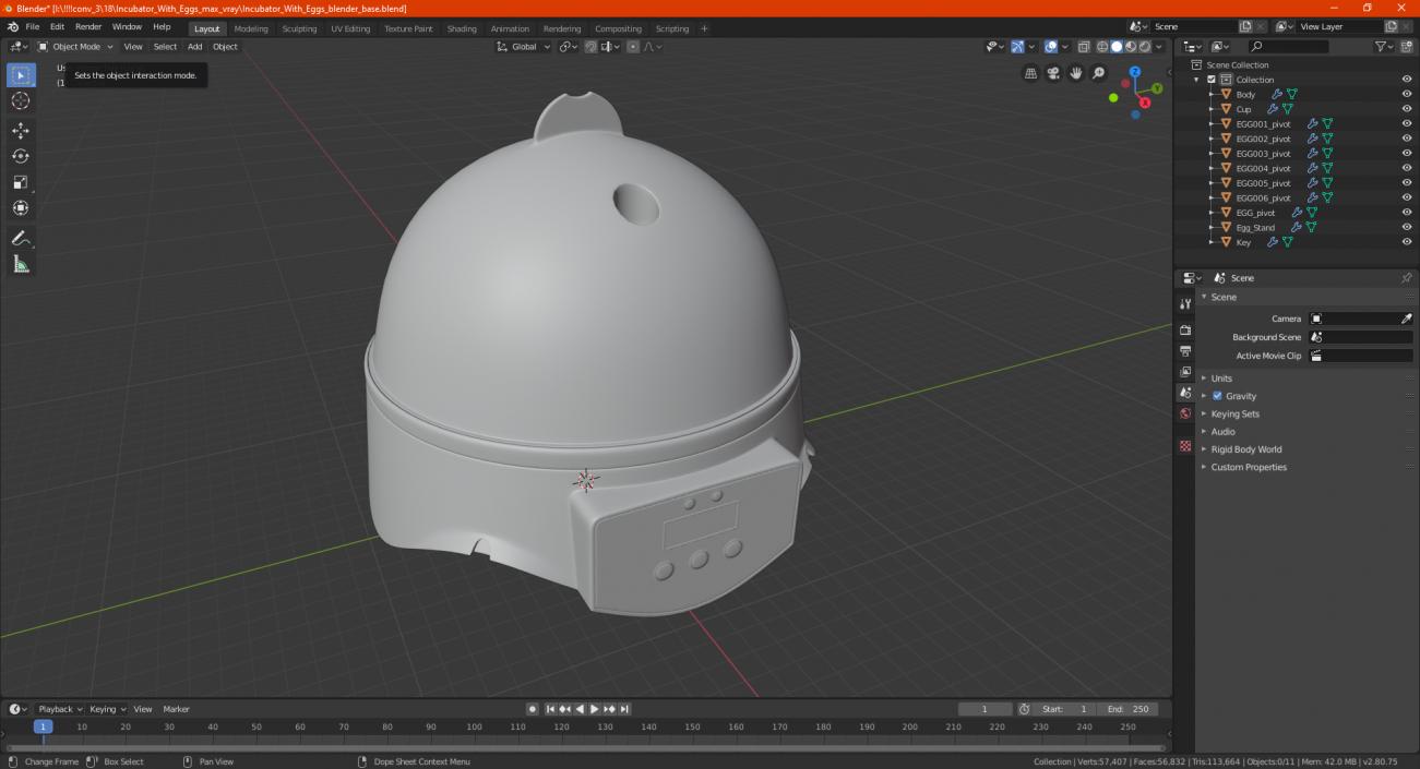 Incubator With Eggs 3D model