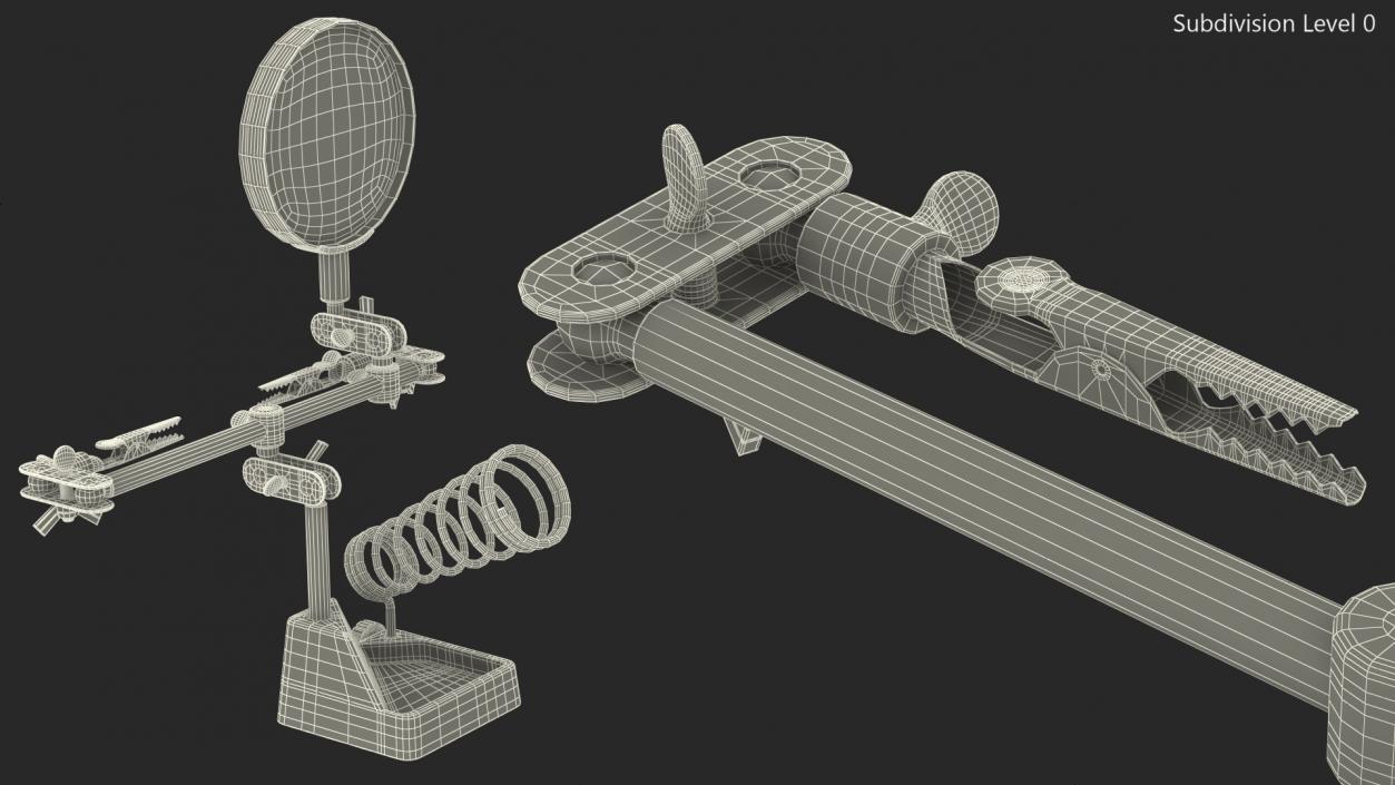 3D Helping Hands with Magnifier and Soldering Iron Stand model