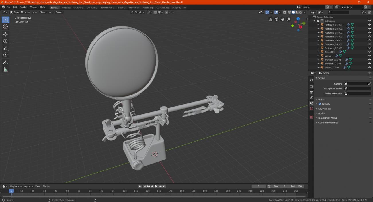 3D Helping Hands with Magnifier and Soldering Iron Stand model