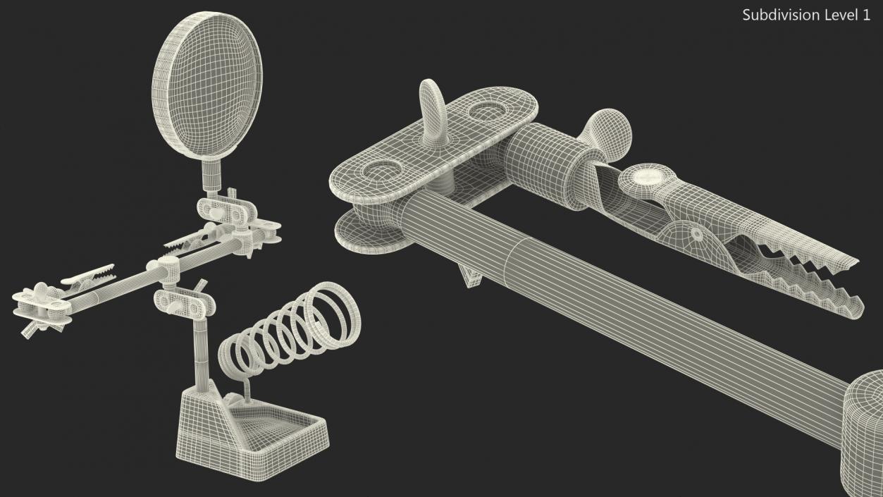 3D Helping Hands with Magnifier and Soldering Iron Stand model