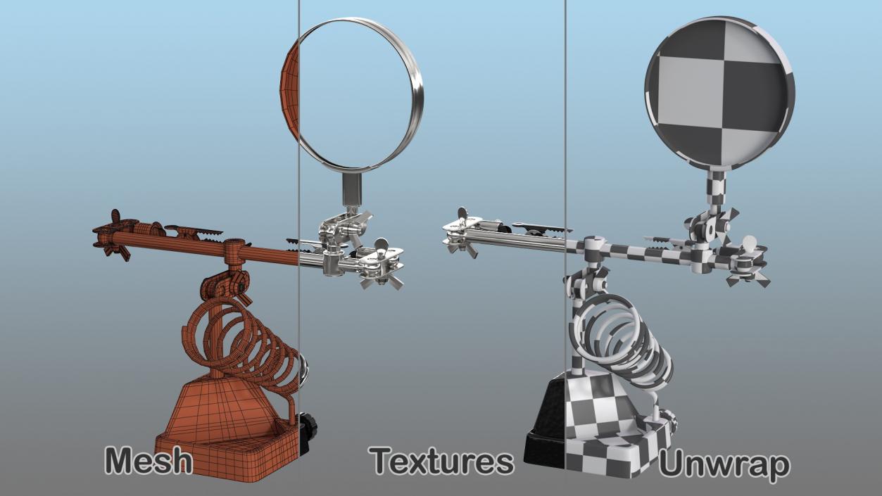 3D Helping Hands with Magnifier and Soldering Iron Stand model