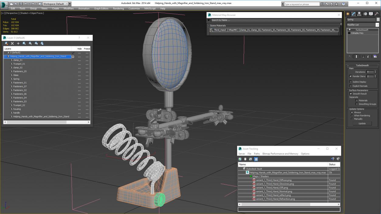 3D Helping Hands with Magnifier and Soldering Iron Stand model