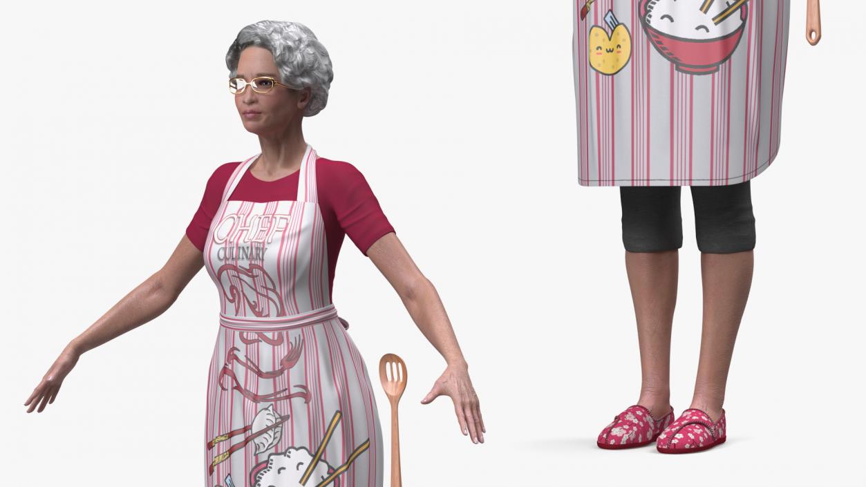 Korean Woman Kitchen Style Rigged for Cinema 4D 3D