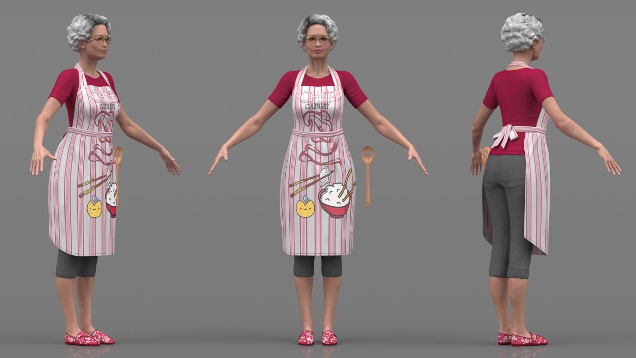 Korean Woman Kitchen Style Rigged for Cinema 4D 3D