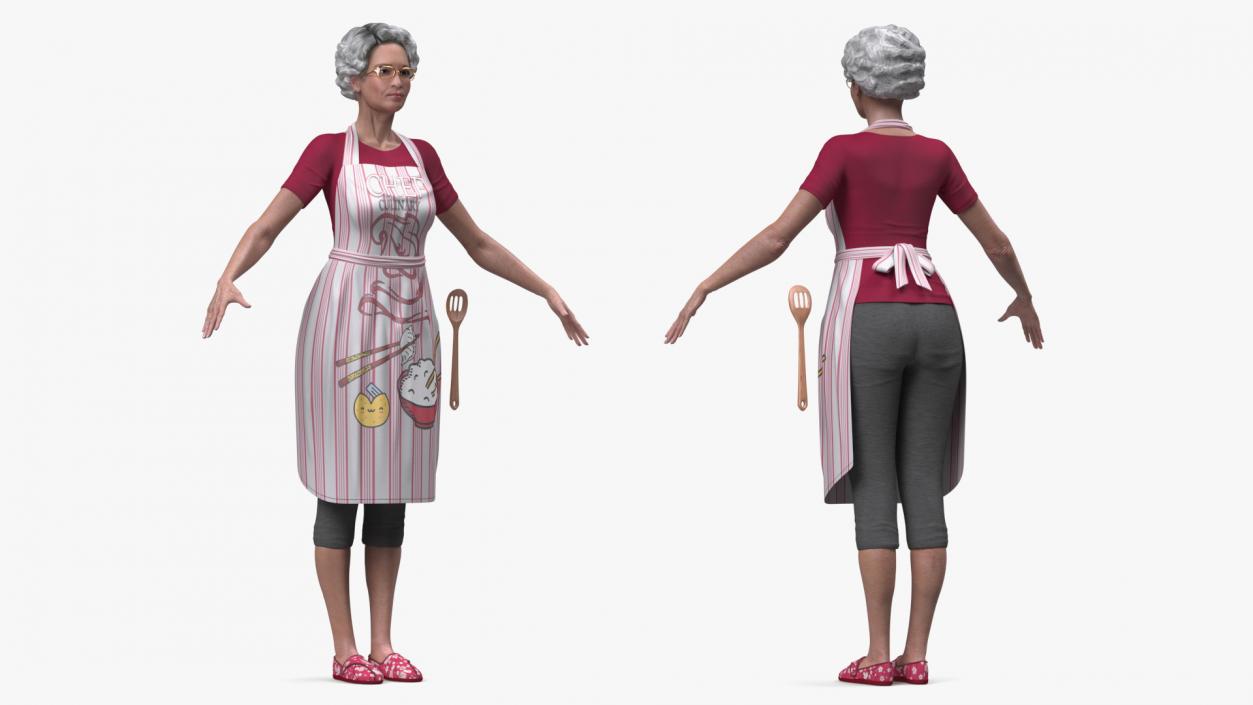 Korean Woman Kitchen Style Rigged for Cinema 4D 3D