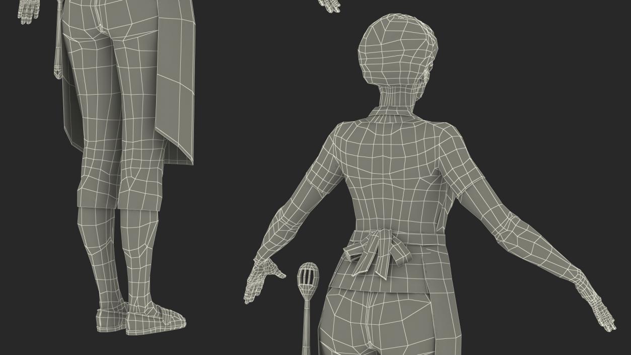 Korean Woman Kitchen Style Rigged for Cinema 4D 3D