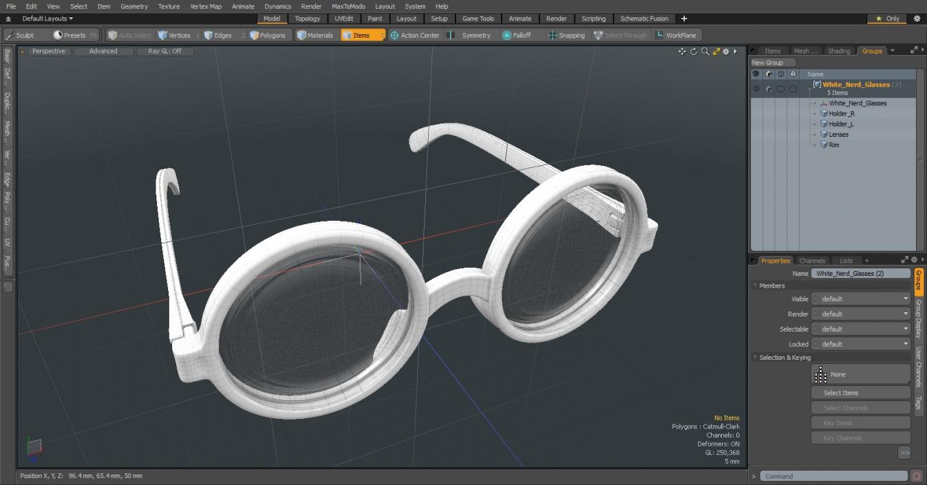 3D White Nerd Glasses model