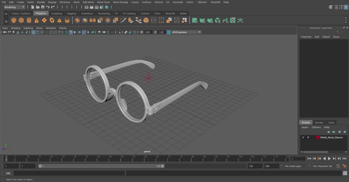 3D White Nerd Glasses model